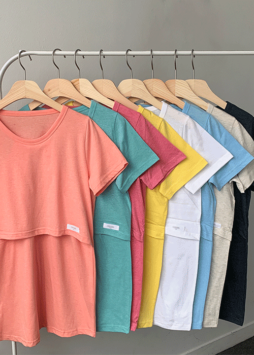 (당일출고) 반팔 베이직 수유티셔츠 면 홈웨어 임부복 (8 color)